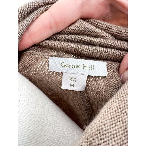 Garnet Hill 100% Wool Knit Poncho Turtleneck Sweater Medium Comfy Fringe - Picture 4 of 9